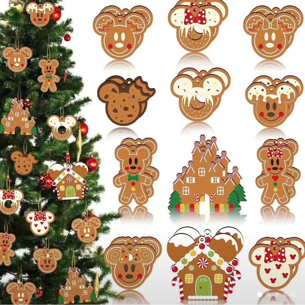 Disney Minnie Mouse Mickie Mouse Christmas Ornaments / Name Tags - Set of 24 NEW
